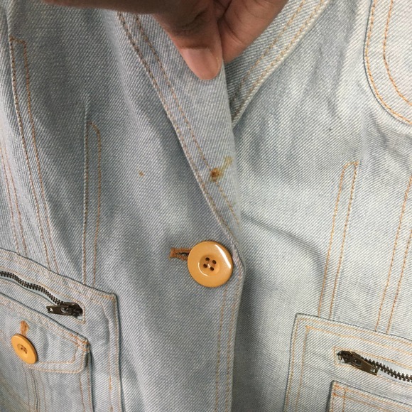 Marc Jacobs Women's One Button Cotton Denim Blazer jacket Sz 10 Long Sleeve - Picture 7 of 10